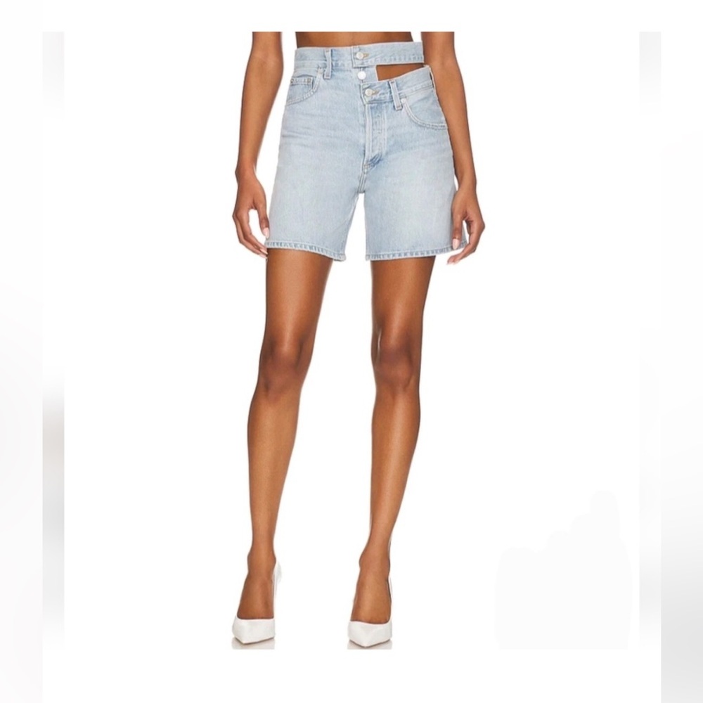 AGOLDE BROKEN WAISTBAND‎ HIGH RISE DENIM JEAN Shorts In Attempt Size 30
